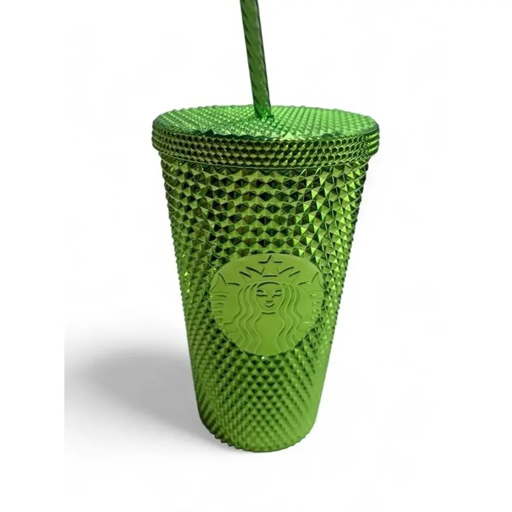 Starbucks Coffee Metallic Green Studded Bling 16 oz Tumbler Cold Cup new